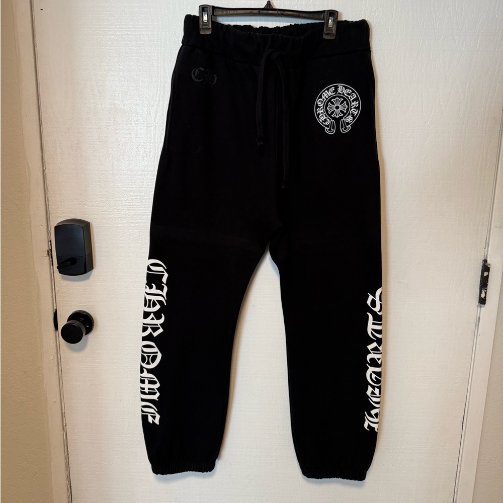 Chrome Hearts Black Sweatpants with White Logo